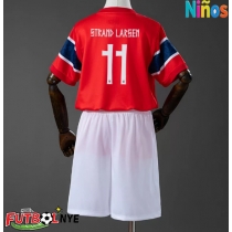 Camiseta Noruega Jorgen Strand Larsen #11 Primera Equipación para niños Mundial 2026 manga corta (+ pantalones cortos)